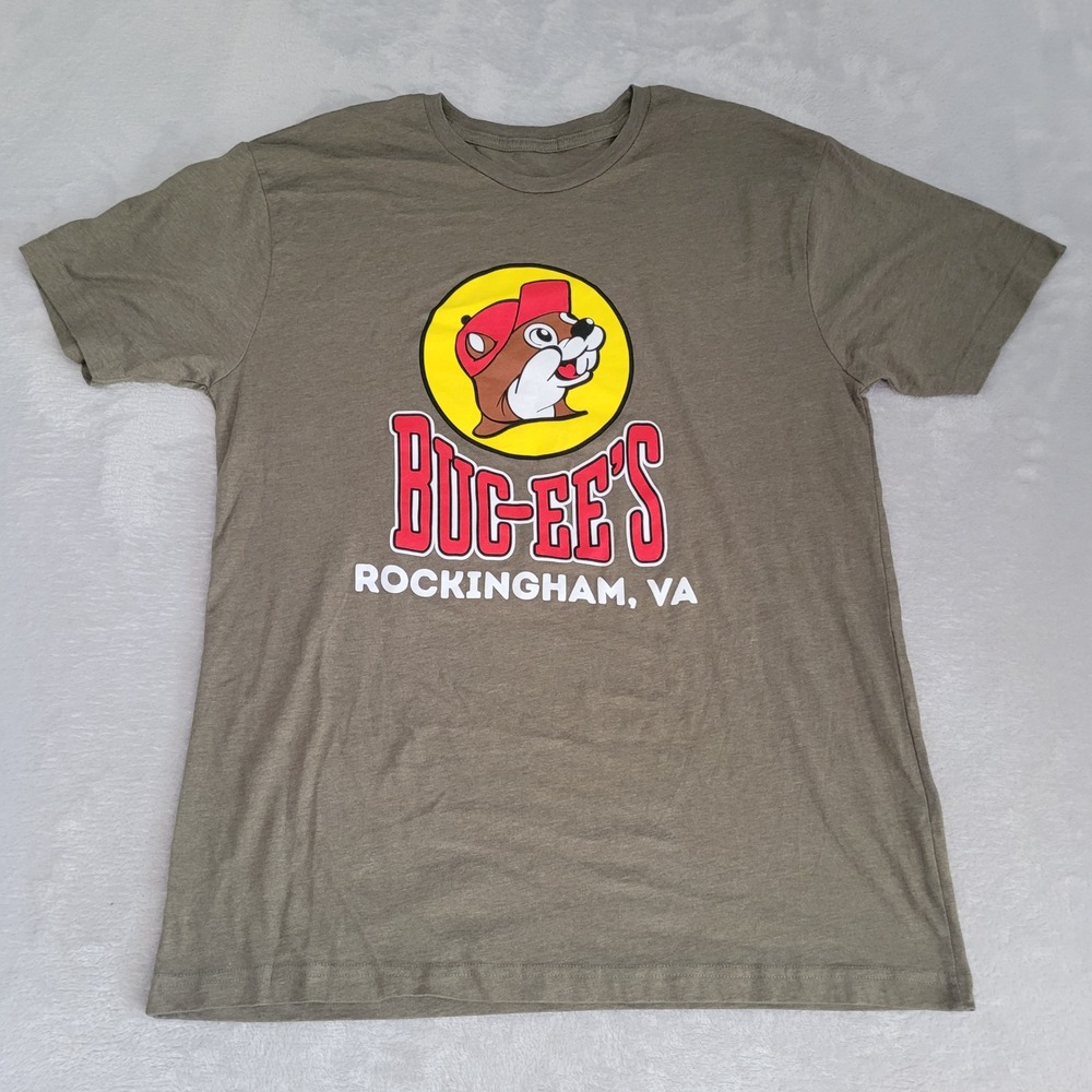 Buc-ee's T-Shirt Mens Large Olive Green Rockingham VA Graphic Short Sleeve Tee
